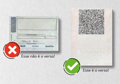 Comparação mostrando a forma correta de enviar o verso da CNH